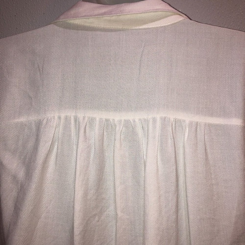 Fate Womens Small White Textured 3/4 Sleeve Button Collar Blouse Top Shirt Sz S - Picture 8 of 11